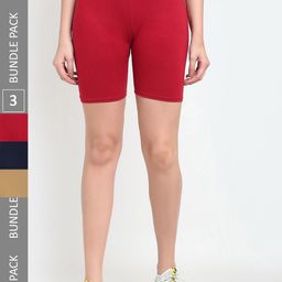 Jinfo Women Pack Of 3 Cycling Sports Shorts-picture-35