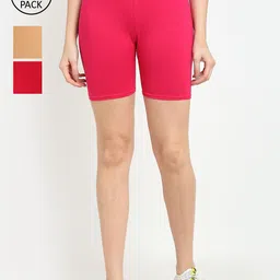 GRACIT Women Pack Of 3 Skinny Fit Cotton Biker Shorts-picture-49