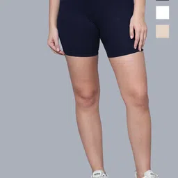 Aimly Women Pack Of 3 Skinny Fit Mid-Rise Cotton Cycling Sports Shorts-image-85