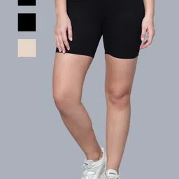 Aimly Women Pack Of 3 Skinny Fit Stretchable Cotton Cycling Sports Shorts-image-80