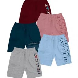 HELLCAT Girls Pack Of 5 Typography Printed Cotton Shorts-image-55