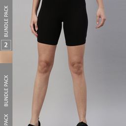 TWIN BIRDS Pack of 2 Women Cotton Skinny Fit Yoga Sports Shorts-image-95