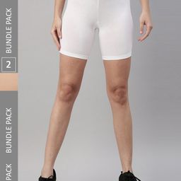 TWIN BIRDS Pack of 2 Women Cotton Skinny Fit Yoga Sports Shorts-51
