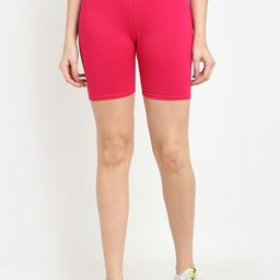 GRACIT Women Pink & Red Set Of 2 Biker Shorts image 4