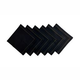 FOVEROS Black 6 Pieces Contarst Colour Thread Work Cotton Dinning Table Napkins-46