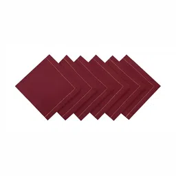 FOVEROS Maroon 6 Pieces Contarst Thread Work Detail Cotton Dinner Table Napkins-20