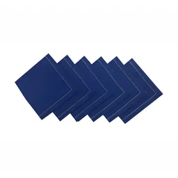 FOVEROS Blue 6 Pieces Thread Work Detail Cotton Dinner Table Napkins-picture-27