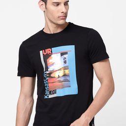 Lee Men Black Printed Slim Fit Cotton T-shirt-image-59