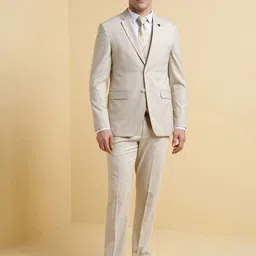 Allen Solly Men Self Design Slim-Fit Single-Breasted Three-Piece Suit-image-60