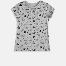 Pantaloons Junior Girls Grey Melange Typography Printed Cotton T-shirt-picture-11