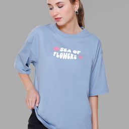 PLUSH PUSH THE FASHION Typography Printed Drop-Shoulder Sleeves Cotton Oversized T-shirt-42