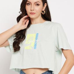 CAMLA Typography Printed Cotton Crop T-shirt-image-65