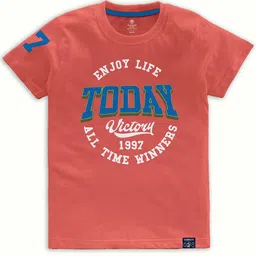 CODEZ Boys Typography Printed Short Sleeves Cotton T-shirt-1