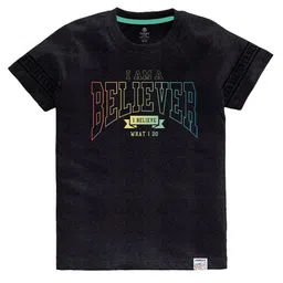 CODEZ Boys Typographic Printed Short Sleeves Cotton T-shirt-98