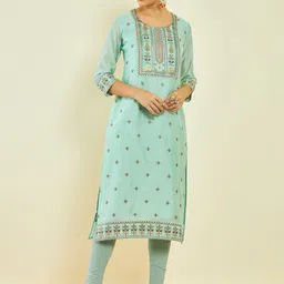 Soch Ethnic Motifs Thread Work Chanderi Silk Kurta-image-26