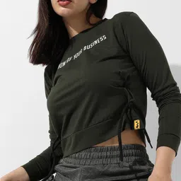 Campus Sutra Green Typography Printed Regular Top-46