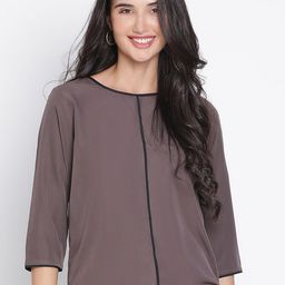 DRAAX Fashions Round Neck Three-Quarter Sleeves Top-image-78