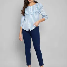 Amagyaa Striped Ruffles Pure Cotton Regular Top-image-25