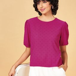 YU by Pantaloons Self Design Cuffed Sleeves Top-picture-18