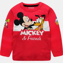 BONKIDS Boys Red Printed Homour & Comic Round Neck Cotton T-shirt-image-18
