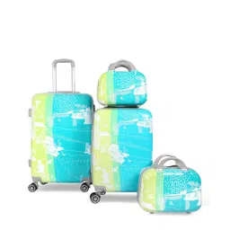 Polo Class Green & Blue 4-Pieces Printed Hard Case Luggage Trolley & Vanity Bag Set-39
