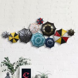 eCraftIndia Black & Blue Handcrafted Set of Colourful Umbrellas Wall Hanging Showpiece-image-16