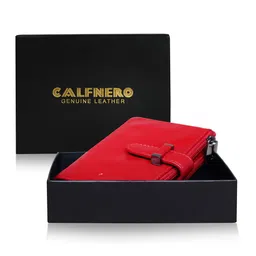CALFNERO Women Red Leather Two Fold Wallet-image-3