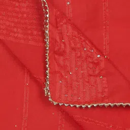 Dupatta Bazaar Red Embroidered Chanderi Dupatta with Sequinned image 5