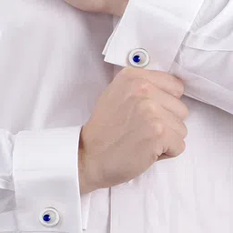Peora Silver-Plated Textured Round Shape Cufflinks Set image 3