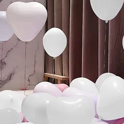 BS AMOR White Solid Heart Shaped 100 Pieces Balloons-18