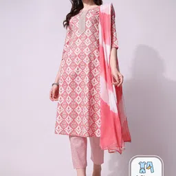 KALINI Ethnic Motifs Printed Regular Kurta with Trousers & Dupatta image 1