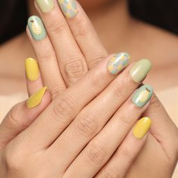 LICK 12 Pcs Green Artificial Reusable French Manicure Stick on Nails With Application Kit image 2