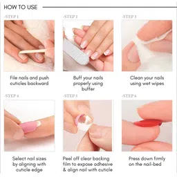 LICK 12 Pcs Green Artificial Reusable French Manicure Stick on Nails With Application Kit image 4