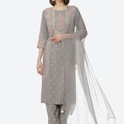 Rangriti Women Printed Straight Kurta with Palazzos & With Solid Dupatta-picture-13