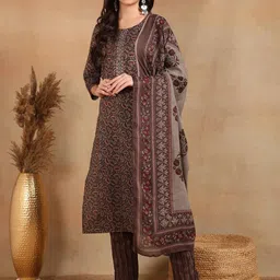 KALINI Floral Printed Straight Kurta with Trousers & Dupatta-image-22