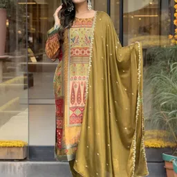 KALINI Women Ethnic Motifs Printed Regular Kurta with Trousers & With Dupatta-picture-52