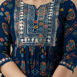 Anushansa Ethnic Motifs Printed Sequinned A-Line Kurta With Trousers And Dupatta image 2