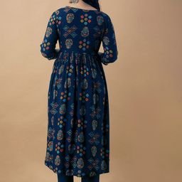 Anushansa Ethnic Motifs Printed Sequinned A-Line Kurta With Trousers And Dupatta image 3