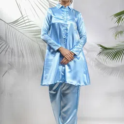 Charukriti Beads Embellished Satin Tunic & Palazzos Co Ords-picture-52