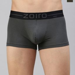 Zoiro Men Pack Of 2 Brand Logo Printed 4 Way Stretch Cotton Trunks ZO-MSTRU2422-AG-BK-S-2P-image-44
