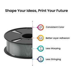 AlmightyFila 3D Printer Filaments PLA+ SILVER GRAY 1.75 MM / 1 KG image 3