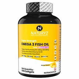 Naturyz Triple Strength Omega 3 Fish Oil with Vitamin D3 Mango,  60 softgels -2