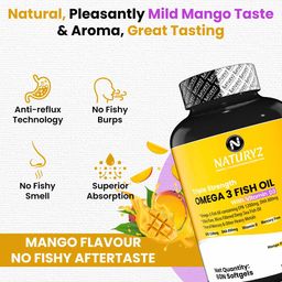 Naturyz Triple Strength Omega 3 Fish Oil with Vitamin D3 Mango,  60 softgels  image 5