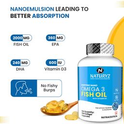 Naturyz Burpfree Nano Omega 3 Fish Oil with Vitamin D3,  50 softgels  image 3