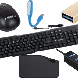 PRODOT 6 in 1 Type C OTG, Keyboard, Mouse, USB Hub, Mouse Pad, USB LED Light Strip Combo Set-16