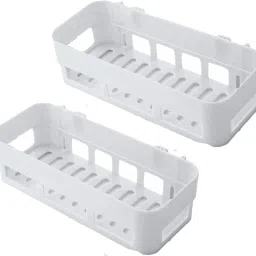 Self Adhesive Multi-Purpose Wall Hanging BATHROOM floating Shelf (PACK OF 1) Plastic Wall Shelf-image-66