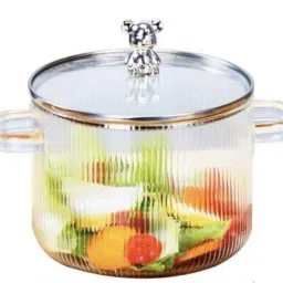 Boroslicate Glass 1600 ML Flame Heat oven induction Proof Safe Glass Cooking Pot Sauce Pan 16 cm diameter with Lid 1.5 L capacity-3