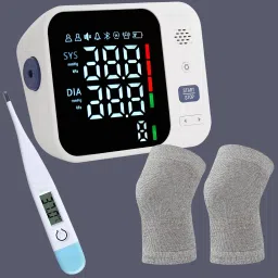 Aika Digital Blood Pressure Monitor with Dual Power Options, Digital Thermometer & Hypoallergenic Knee Cap with 4-Way Stretch for Uniform Compression I Bp Monitor-3