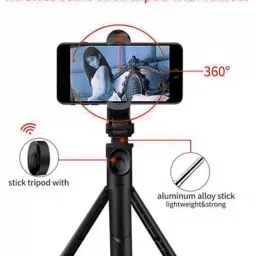 amesco High 3 in1 Selfie Stick multi-function Wireless Bluetooth XT-02 Selfie Stick with Remote Shutter 360 Rotate Extendable Handheld Foldable Mini Tripod Stand Foldable | selfie stick | tripod | Bluetooth shutter for Smartphones Professional Remote Control Selfie Stick Monopod 3 Axis Gimbal for Mobile image 3