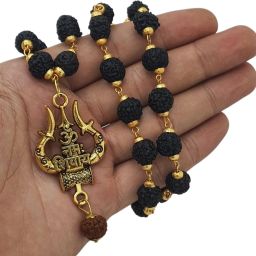 5 Mukhi Rudraksha Mala One Gram Gold-plated Beads Brass, Wood Pendant-image-84